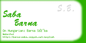 saba barna business card